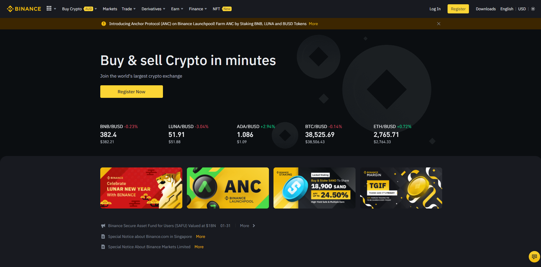 homepage binance