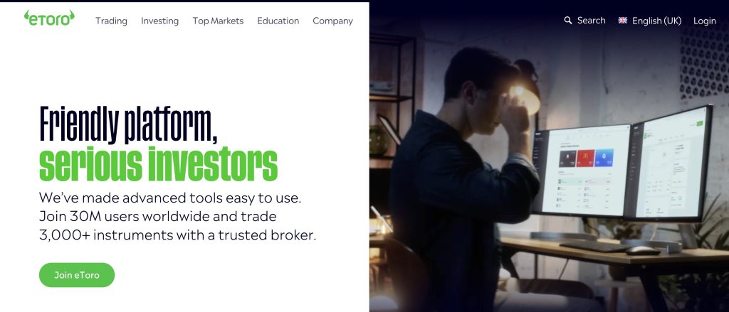 Etoro homepage