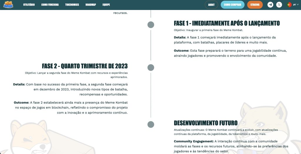 Equipe e roadmap do Meme Kombat