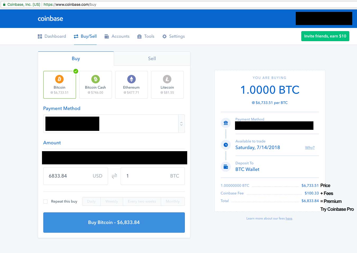 Coinbase Bitcoin