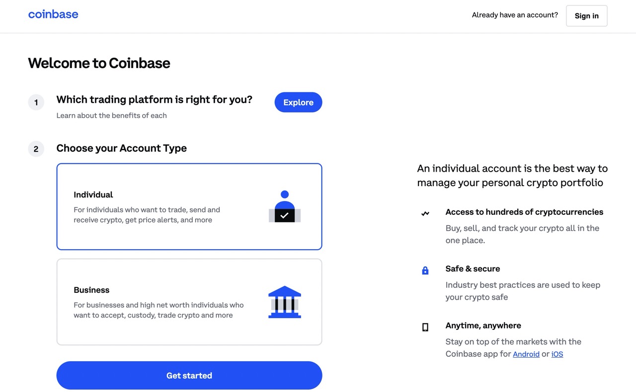 Coinbase sign up