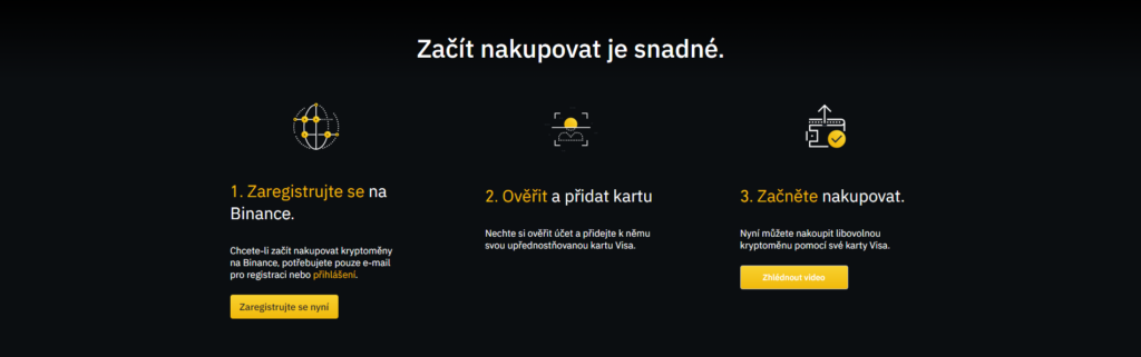 Tři kroky pro snadné nakupování u burzy kryptoměn Binance