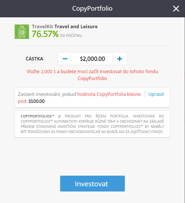 CopyPortfolio na etoro