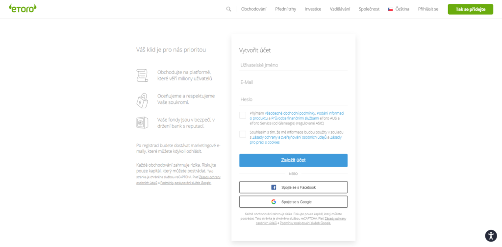 eToro - Account creation