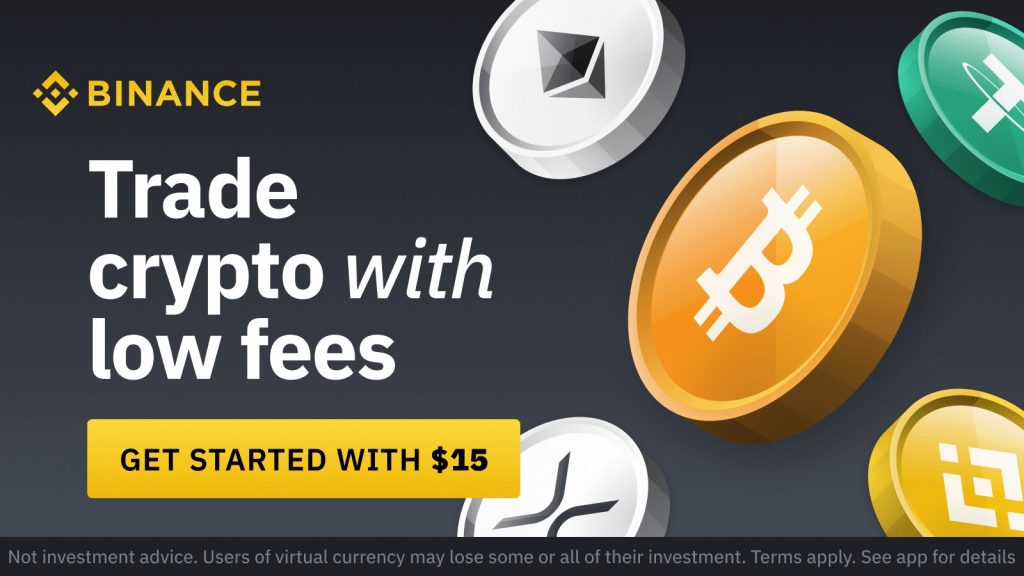 Banner Binance "Trade crypto with low fees"