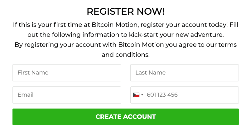 registrace bitcoin motion