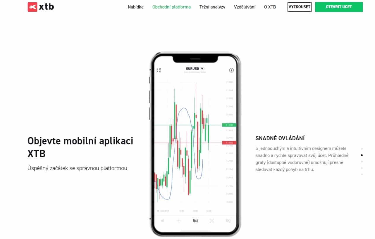 Mobilní aplikace brokera XTB