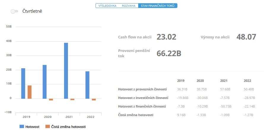 Stav finančních toků společnosti Meta