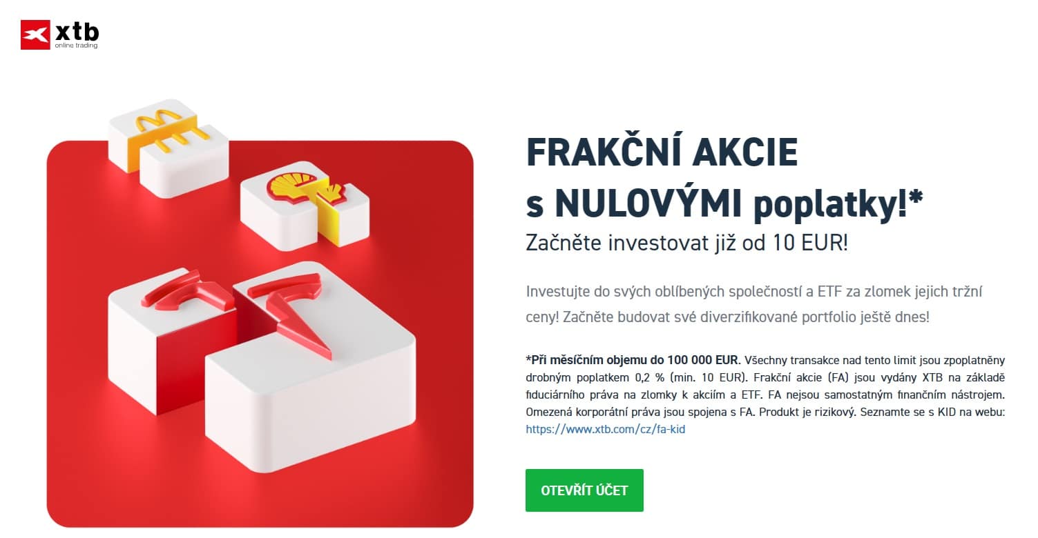 Frakční akcie na XTB.