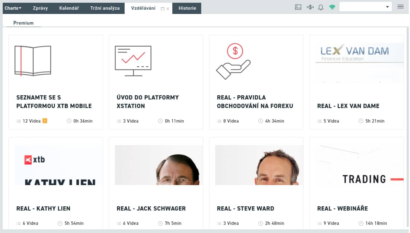 Vzdělávání na platformě XTB brokera.