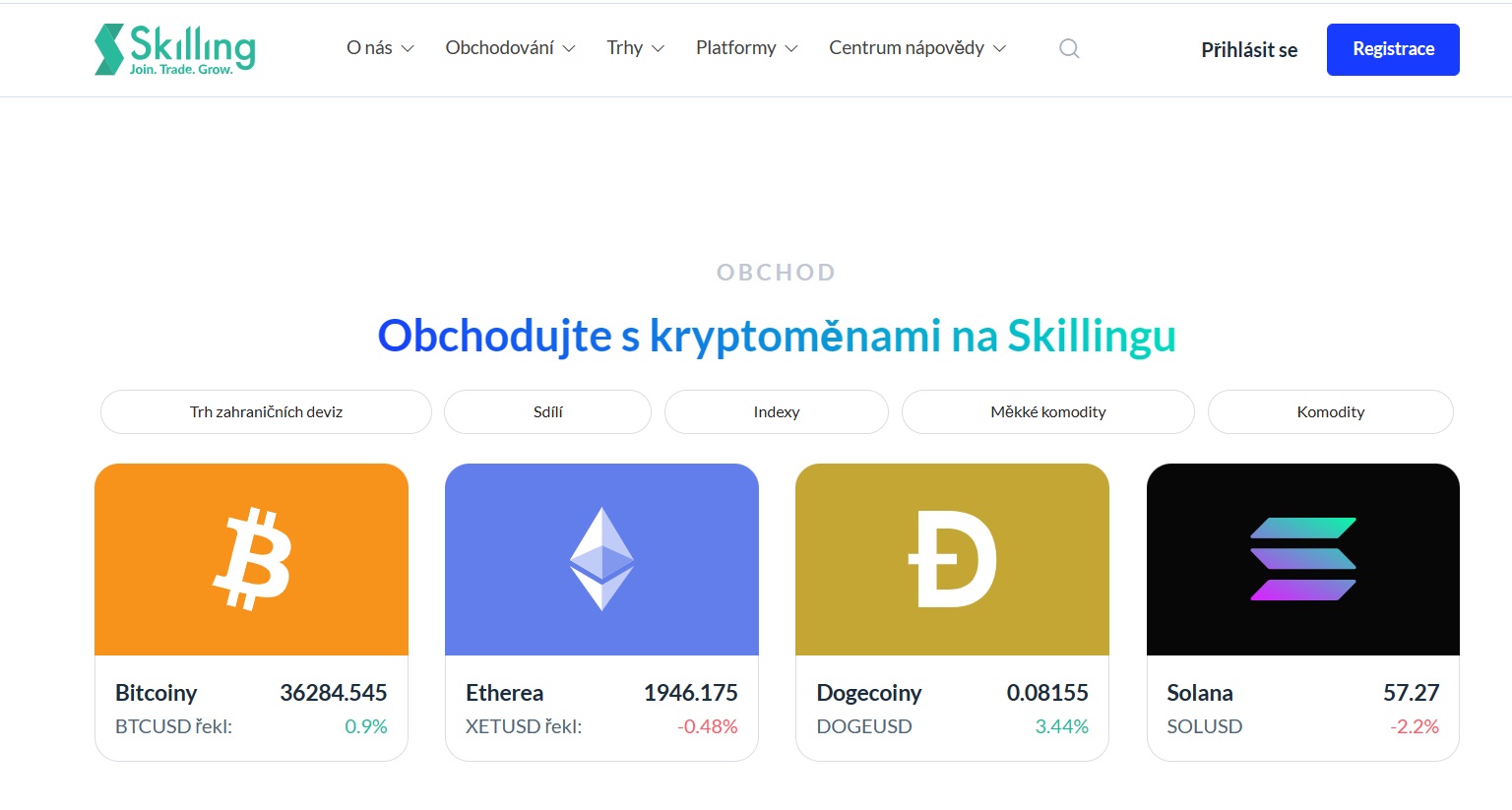 Skilling je platforma, kde koupit altcoiny