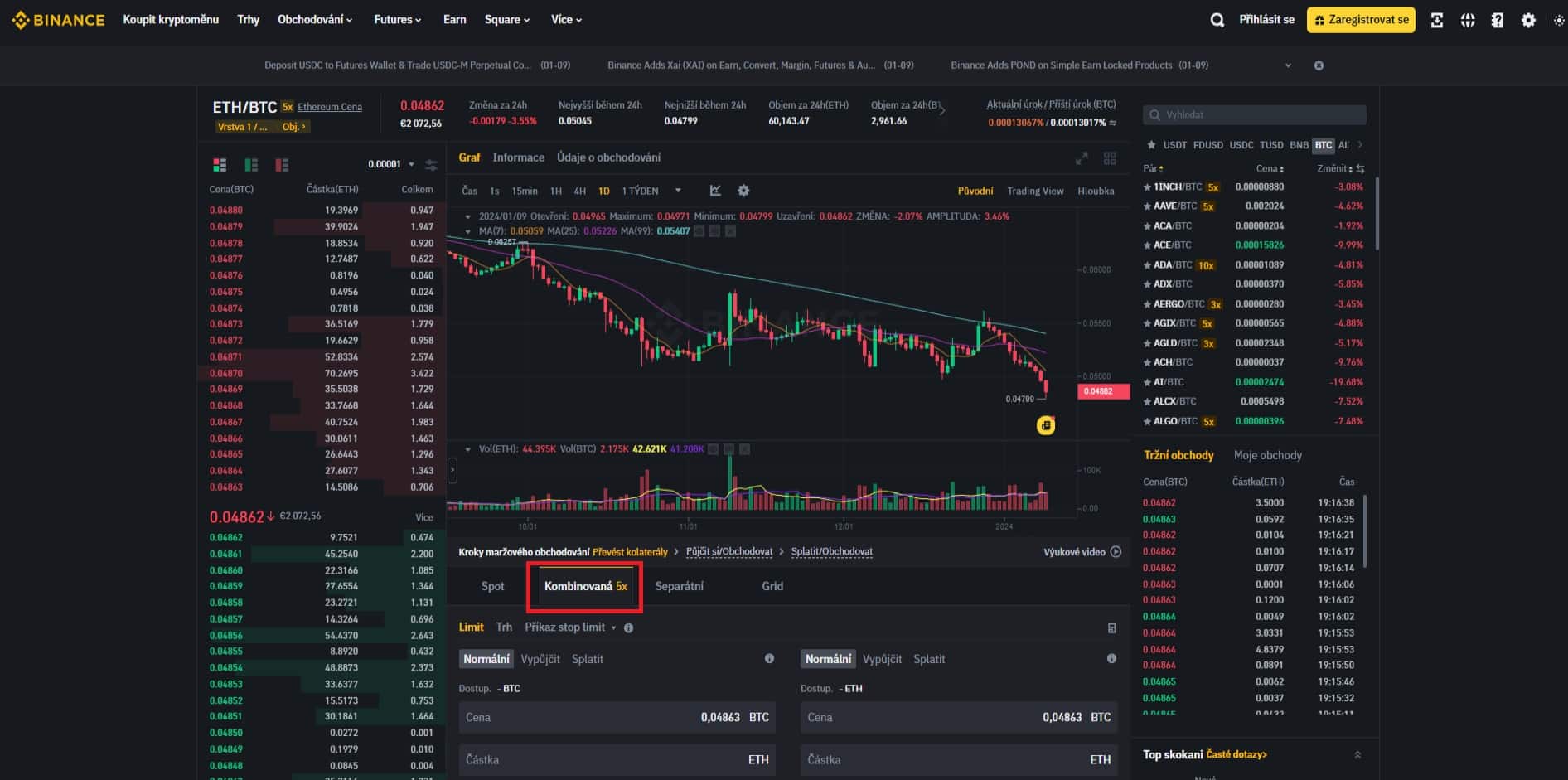 Maržové obchodování na Binance