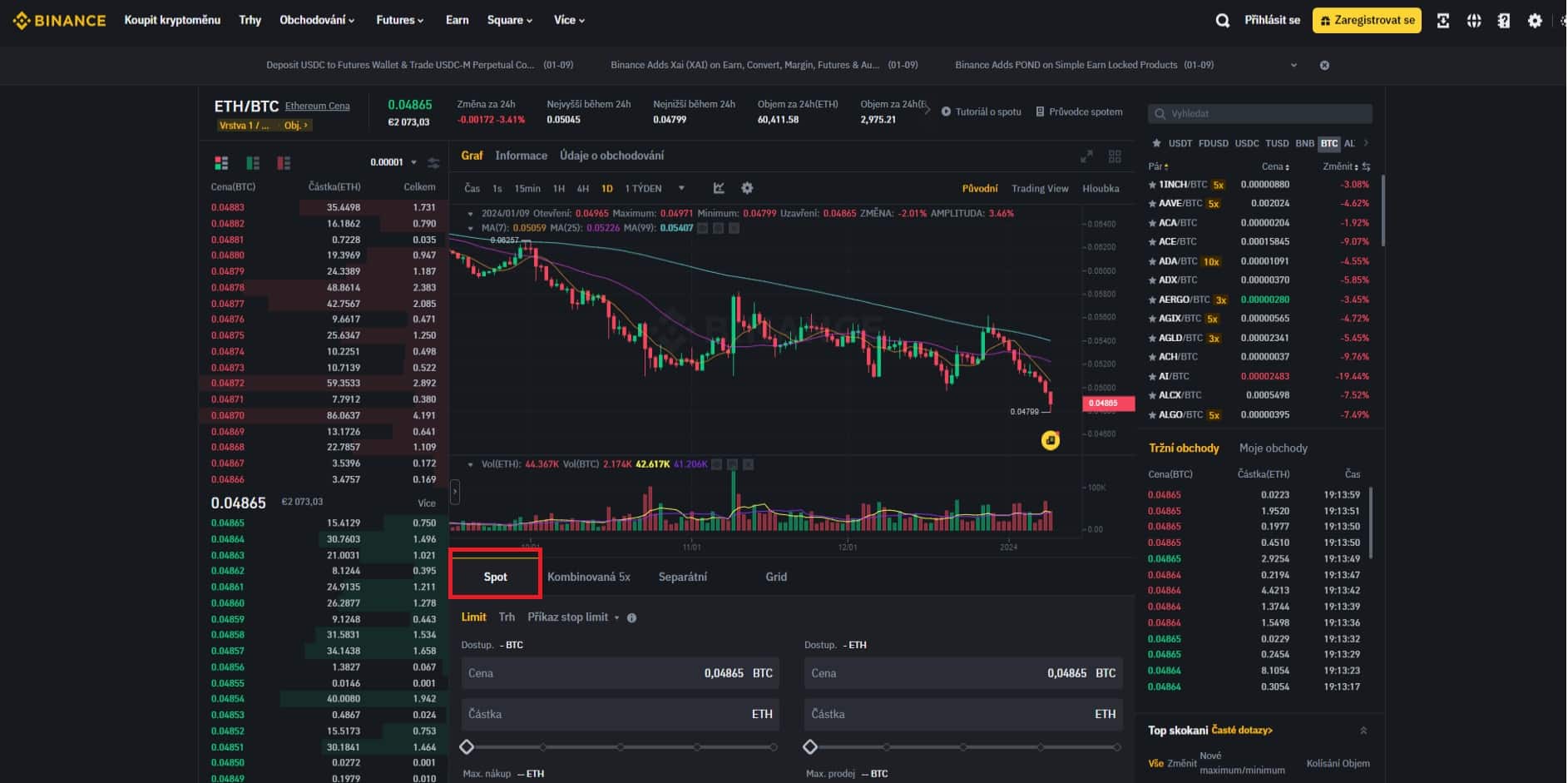 Binance recenze – Spotové obchodování na Binance