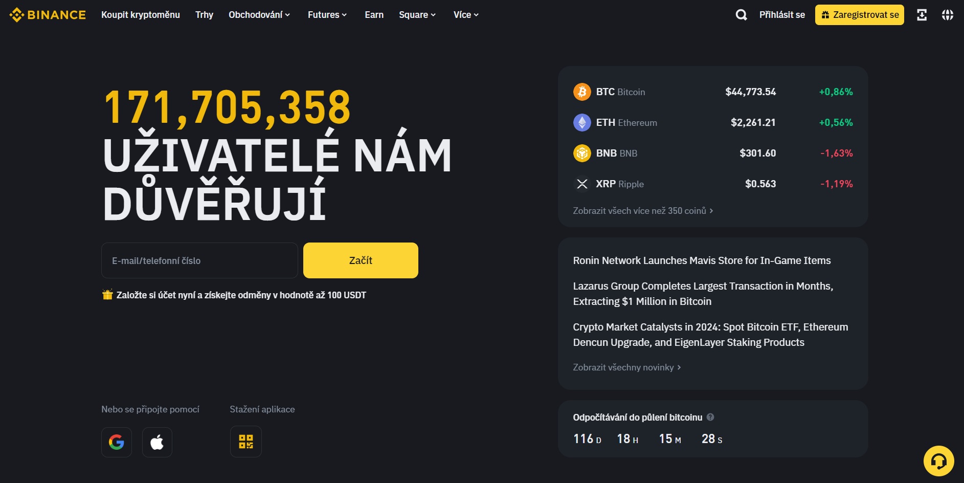 Nejlepší krypto pod cenou 1 USD najdete na Binance