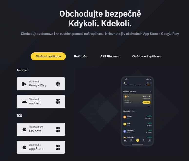 Binance recenze Mobilní aplikace
