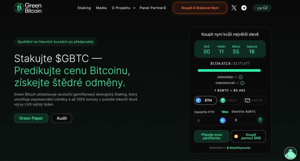 Projekt Green Bitcoin patří mezi nejlepší IDO crypto
