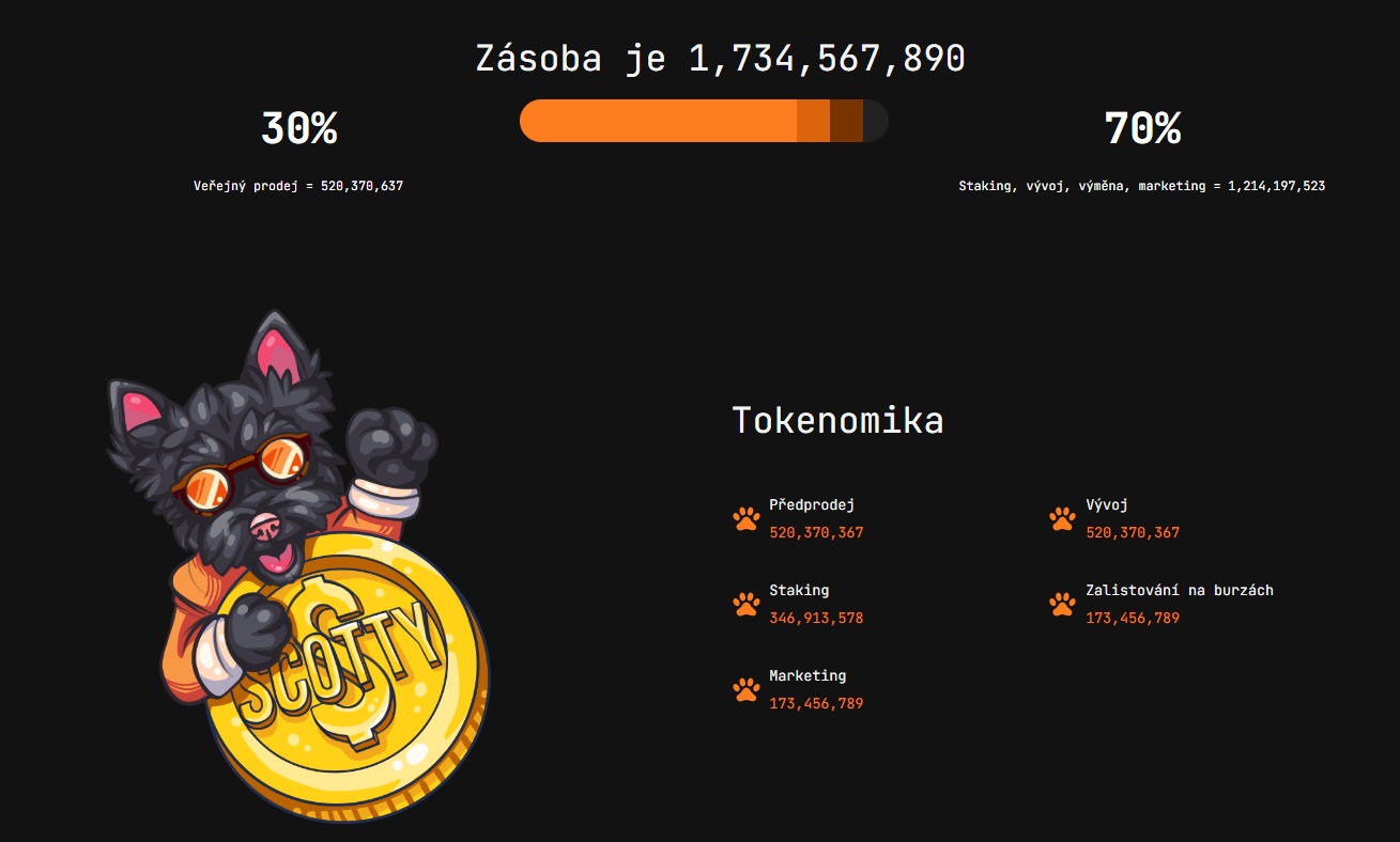 Tokenomika projektu Scotty AI IDO krypto