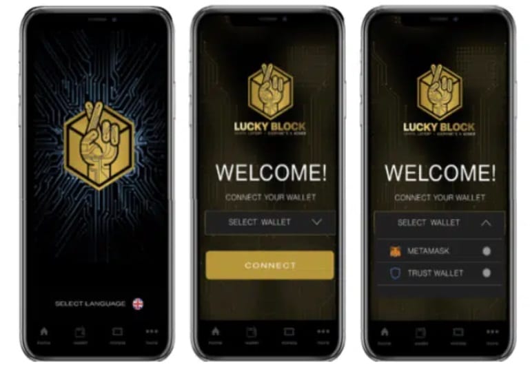 Uživatelské rozhraní platformy Lucky Block casino na mobilním zařízení