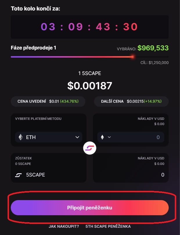 Zapojení se do předprodeje 5th Scape