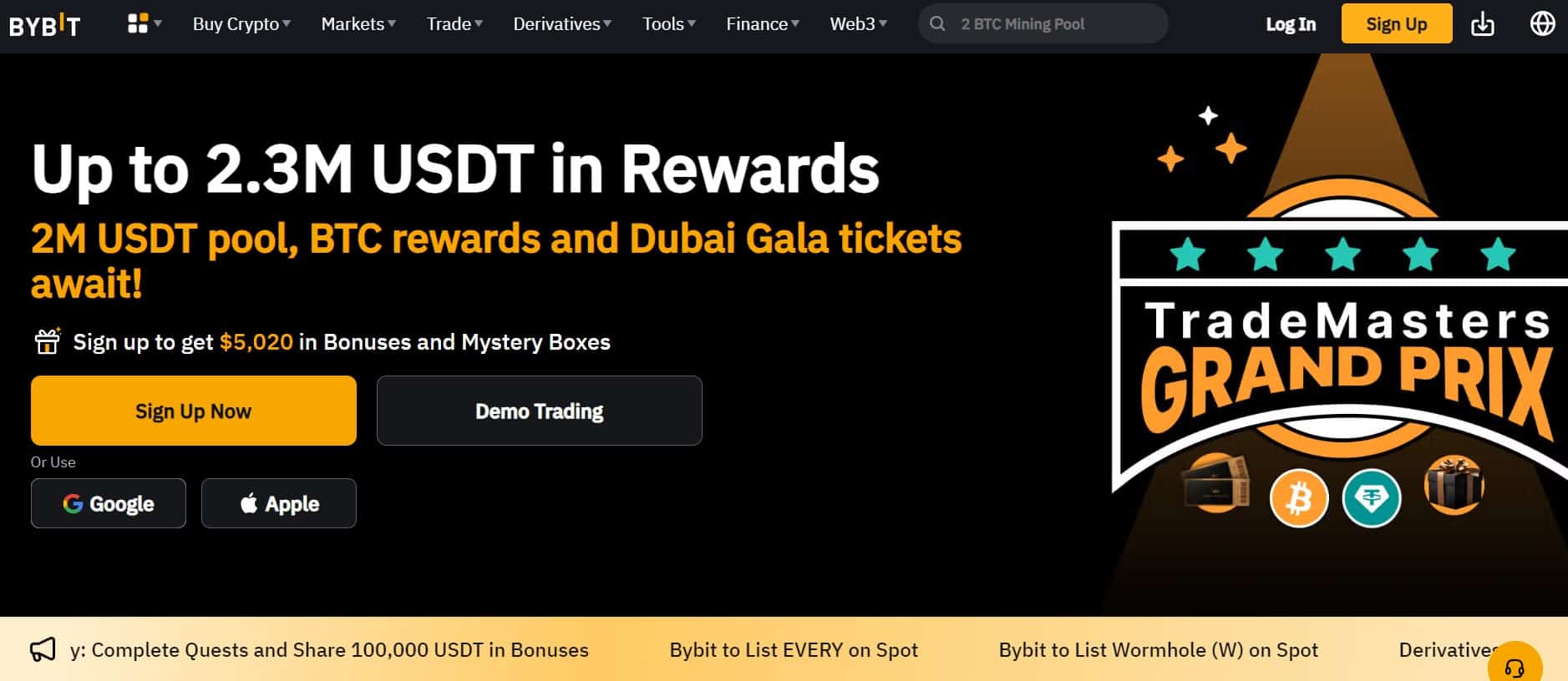 Platforma Bybit, která patří mezi nejlepší burzy kryptoměn