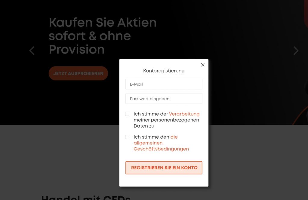 Schritt 1: Besuchen Sie die Libertex Website und eröffnen Sie ein Konto