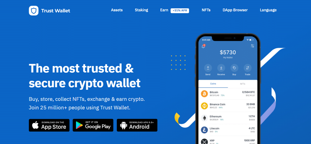 Trust Wallet home page