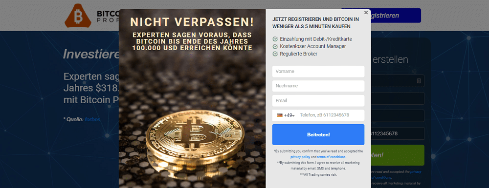 Bitcoin Profit homepage