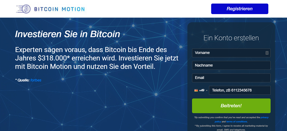 Bitcoin Motion homepage