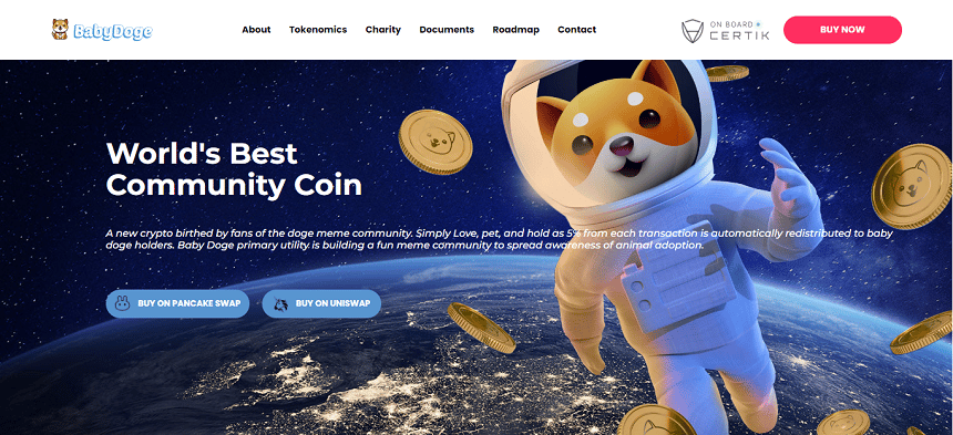 Baby Dogecoin homepage