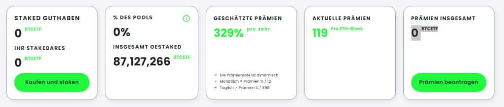 Bitcoin ETF Token Staking Mechanismus neue Kryptowährung im Vorverkauf
