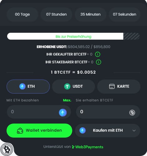 Bitcoin ETF Token Kaufanleitung mit ETH USDT