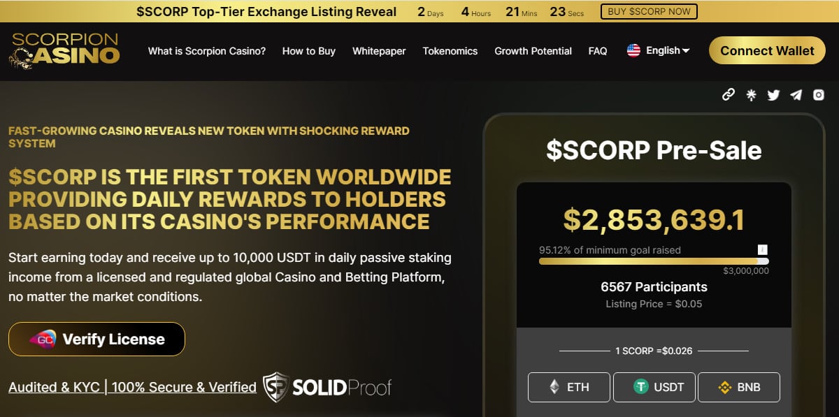 Scorpion Casino offizielle Webseite beste Kryptowährung Vorverkauf Online Krypto Casino