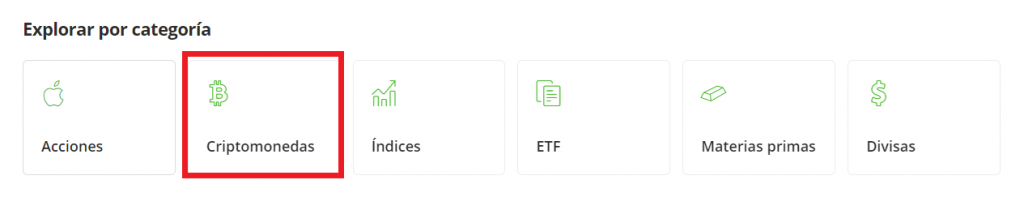 Criptomonedas eToro