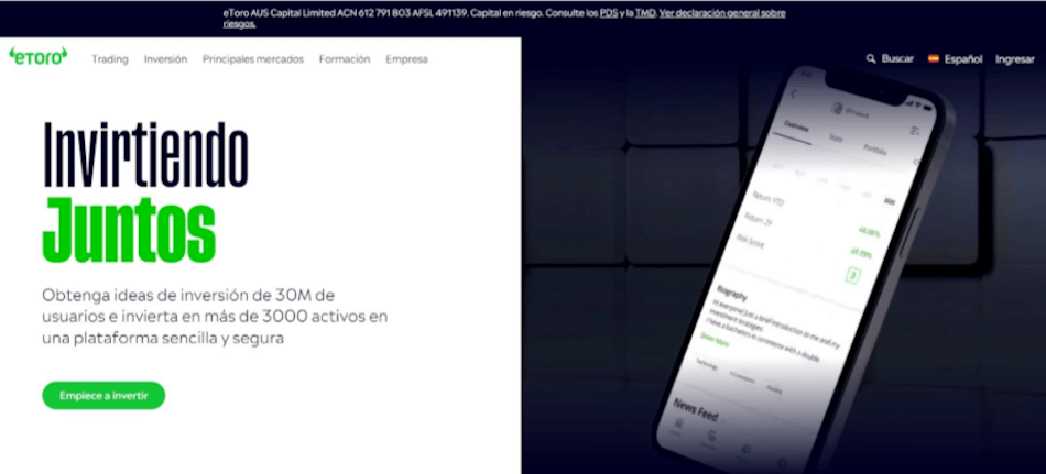 Etoro- Plataforma reconocida para comprar y vender XRP
