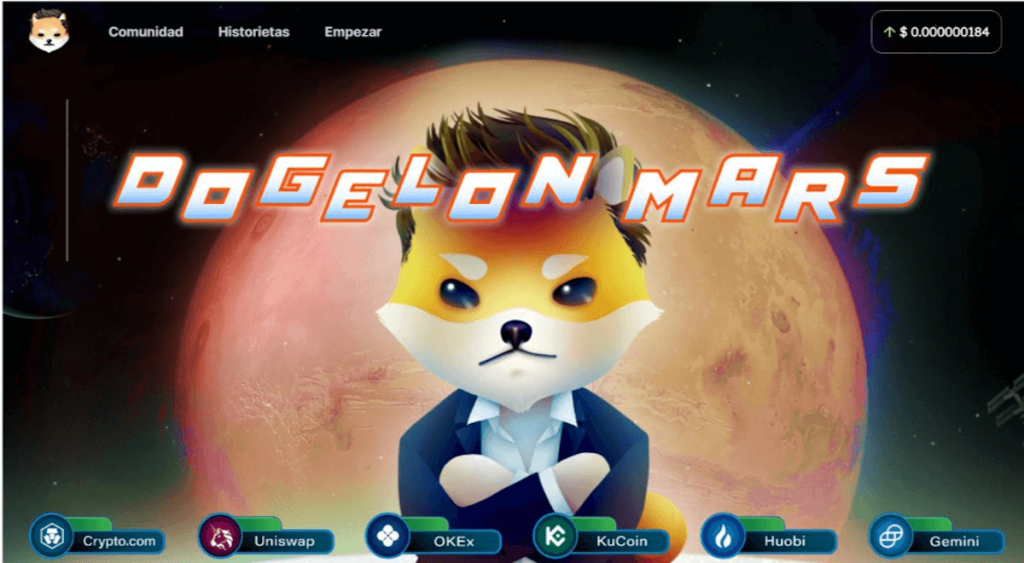 Dogelon Mars criptomonedas perros