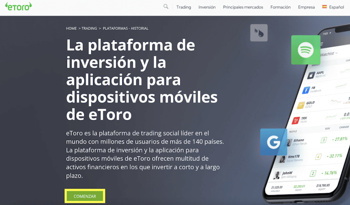comprar Theter eToro