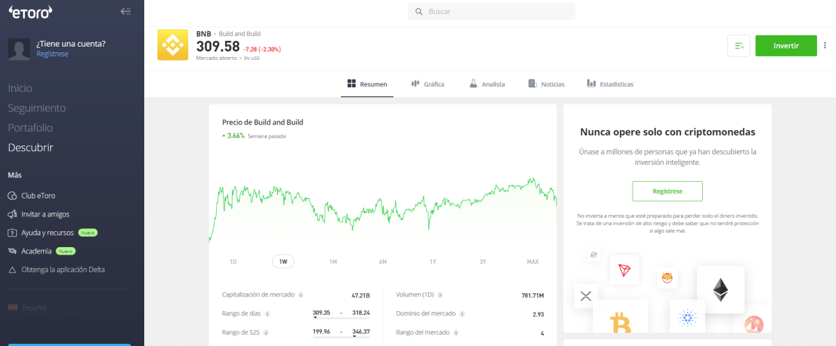 eToro paso 4 - Binance coin