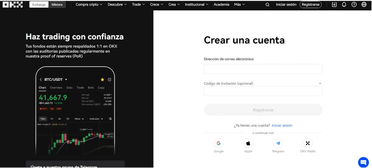 Paso 1. Regístrate en OKX - comprar monero
