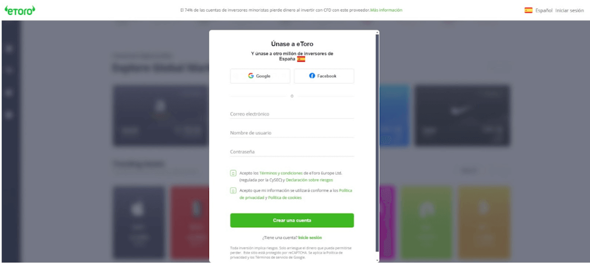 Step 1. Register on eToro - buy solana