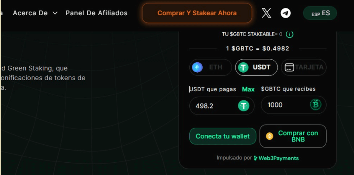 Paso 3. Invierte en $GBTC - comprar green bitcoin