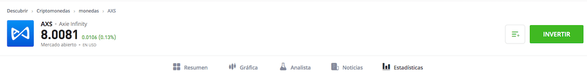 Paso 4- Compra Axie Infinity en eToro - comprar axie