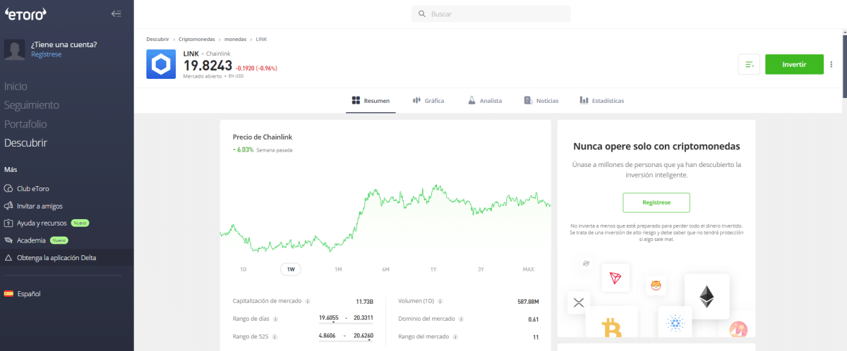 Paso 4 eToro - Comprar Chainlink