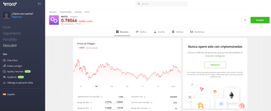 eToro Paso 4 (comprar Polygon MATIC) - Comprar Polygon