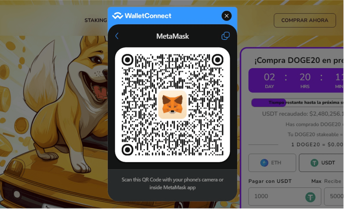Paso 3. Vincula tu monedero a la preventa de $DOGE20 - comprar doge20