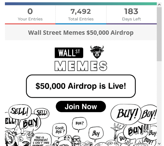 Acheter Wall Street Memes : Airdrop