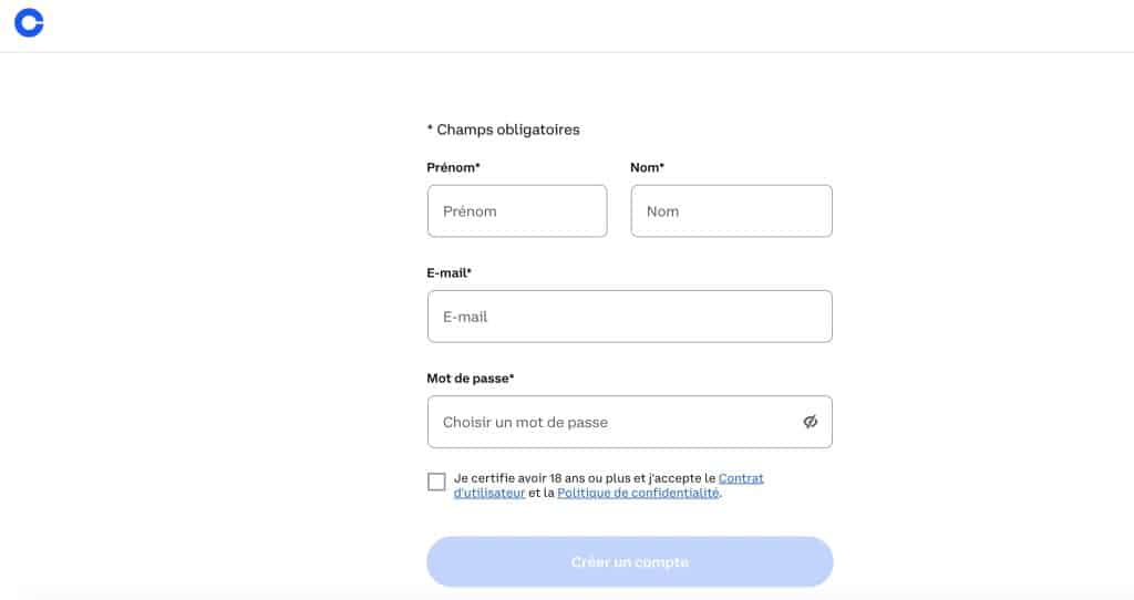 Étape 1 : Ouvrir un compte chez Coinbase