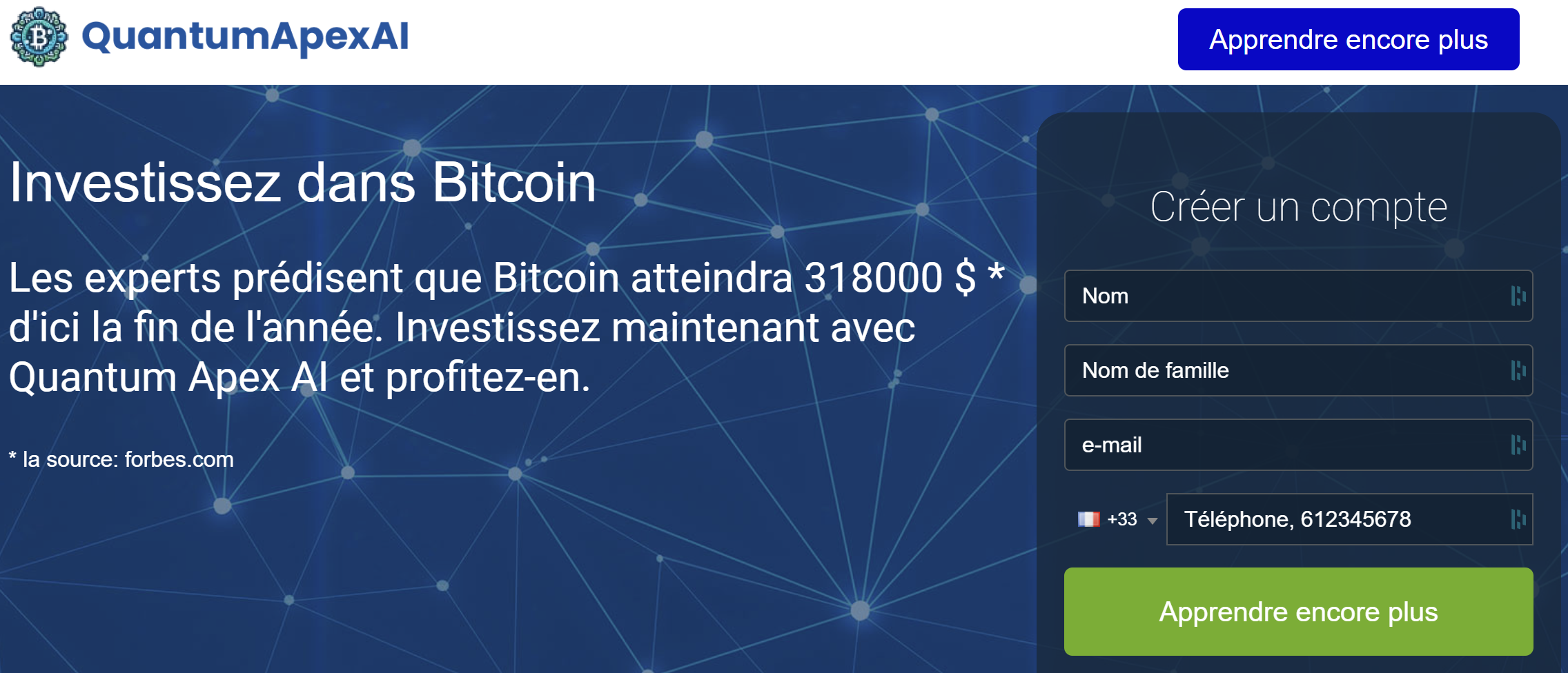 Quantum Apex AI acceuil