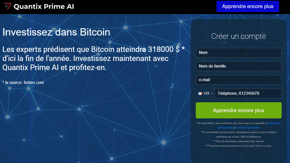 inscription quantix prime ai plateforme trading