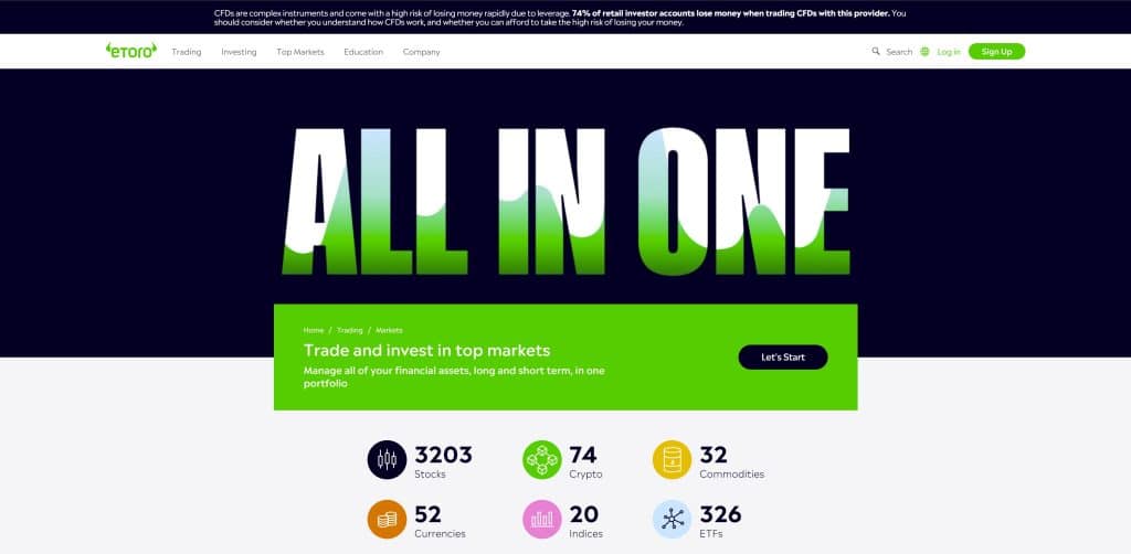 eToro – Η καλύτερη πλατφόρμα συναλλαγών «All In One», σε προσιτές τιμές για κάθε επιπέδου επενδυτή