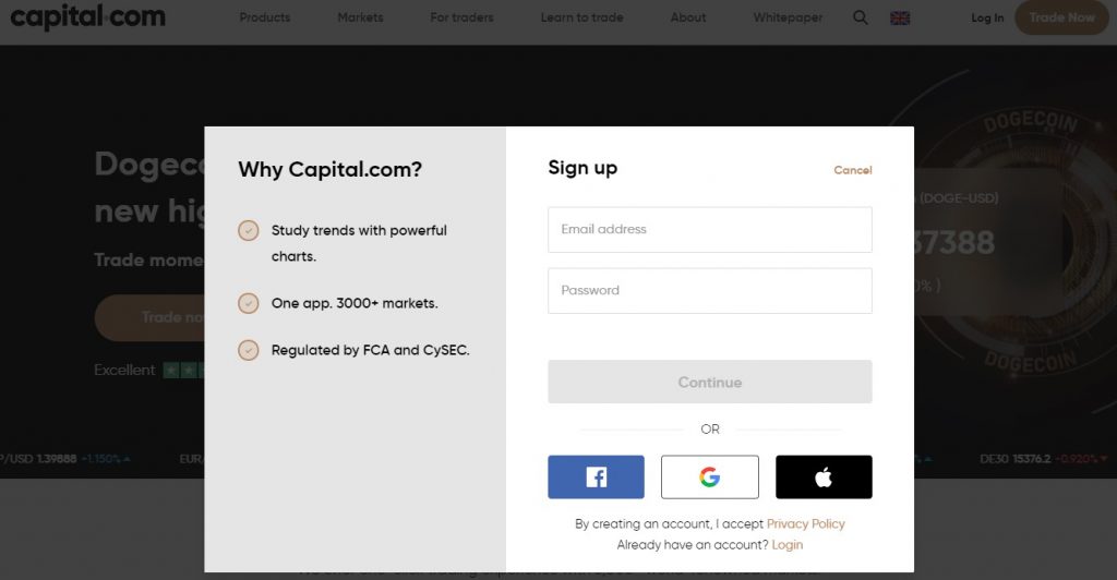 capital.com regisztráció